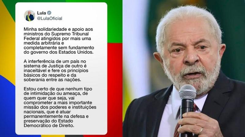 Lula reage à revogação de vistos de ministros do STF pelos EUA