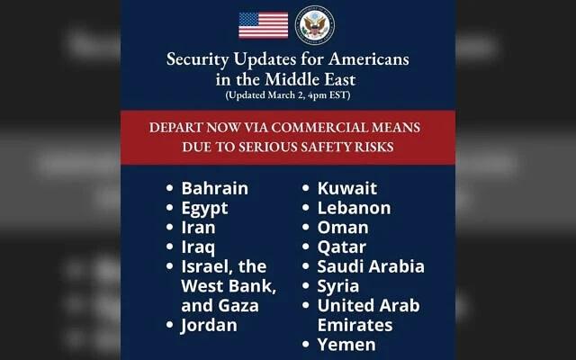 EUA manda seus cidadãos deixarem os países do Oriente Médio